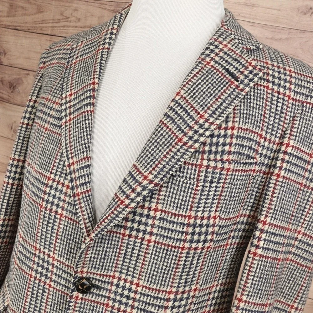 Vintage Jos. A. Bank Sport Coat Mens 40? Wool Plaid Tweed Jacket USA Check